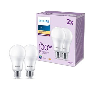 Philips LED lamp E27 13W 1.521lm 2.700K mat per 2 Philips LED lamp E27 13W 1.521lm 2.700K mat per 2