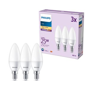 Philips LED kaars E14 2,8W 250lm 2.700K mat per 3
