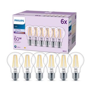 Philips LED lamp E27 7W 850lm 4.000K helder per 6