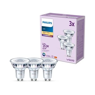 Philips LED lamp GU10 3.5W 255lm 827 helder 36° 3st Philips LED lamp GU10 3.5W 255lm 827 helder 36° 3st