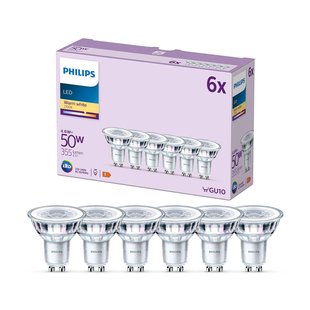Philips LED lamp GU10 4,6W 355lm 827 helder 36° 6st Philips LED lamp GU10 4,6W 355lm 827 helder 36° 6st