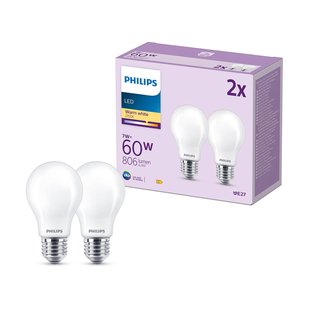 Philips LED lamp E27 7W 806lm 2.700K mat per 2