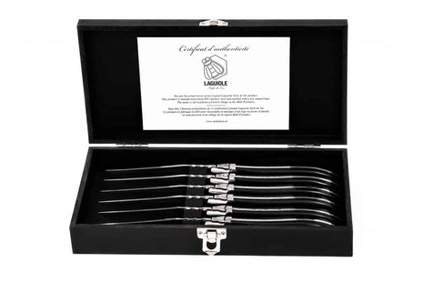 Style de Vie - ebbenhouten steakmessenset Laguiole - zwart - 6 stuks