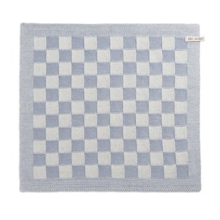 Knit Factory - gebreide keukendoek geruit - lichtgrijs/ecru