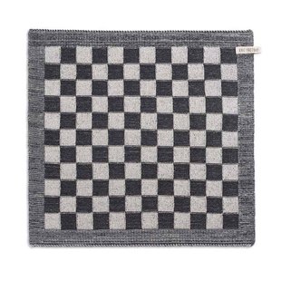 Knit Factory - gebreide keukendoek geruit - antraciet/ecru