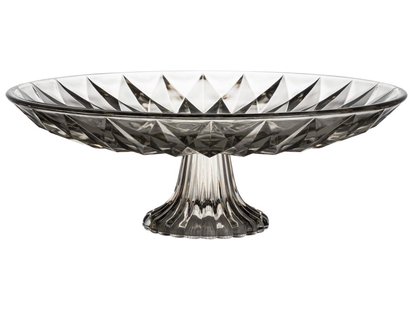 Gusta - glazen taartschaal retro - grijs - 32.5 cm