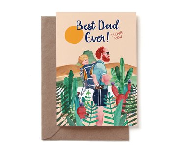 Dubbele wenskaart en envelop - Best dad ever!