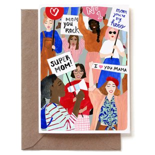Dubbele wenskaart met envelop - Super Mom
