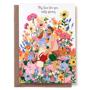 Dubbele wenskaart met envelop - My love for you only grows