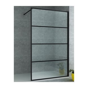 BWS Douchewand Evis 8mm Glas | Mat Zwart | Raster | Inloopdouche (Alle maten)
