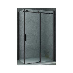 Douchecabine BWS Rocta Schuifdeur incl Zijwand 8 mm Glas Mat Zwart (Alle maten)