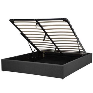 Beliani-DINAN -Tweepersoonsbed-Donkergrijs-160 x 200 cm-Polyester