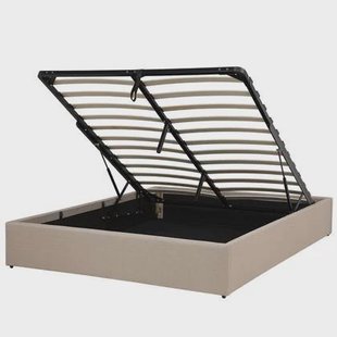 Beliani-DINAN-Tweepersoonsbed-Lichtbruin-140 x 200 cm-Polyester