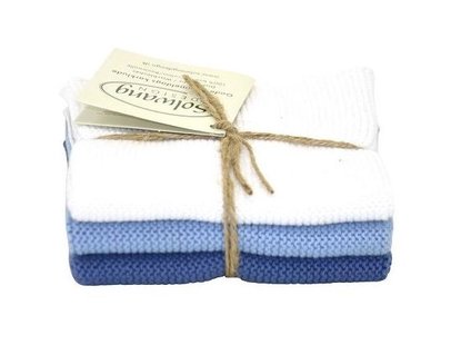 Solwang Design - vaatdoekjes - set van 3 - wit/blauw combi