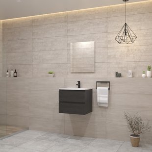 ACTIE BWS Badmeubel | Paris | Frey Oak 80 cm | Hoogglans Wit Wastafel | 1 Kraangat