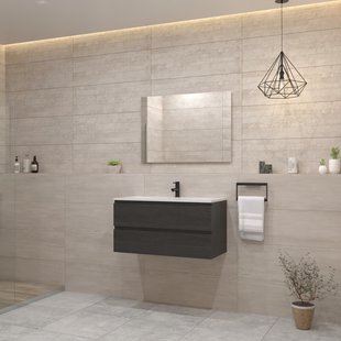 ACTIE BWS Badmeubel | Paris | Frey Oak 100 cm | Hoogglans Wit Wastafel | 1 of 2 Kraangaten