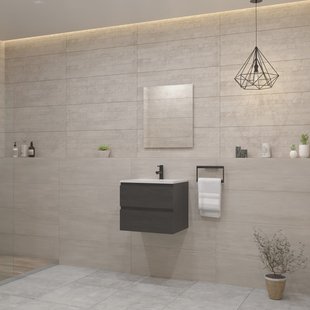 ACTIE BWS Badmeubel | Paris | Frey Oak 60 cm | Mat Wit Wastafel | 1 Kraangat