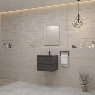 ACTIE BWS Badmeubel | Paris | Frey Oak 60 cm | Mat Zwart Wastafel | 1 Kraangat