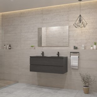 ACTIE BWS Badmeubel | Paris | Frey Oak 120 cm | Mat Zwart Wastafel | 2 Kraangaten