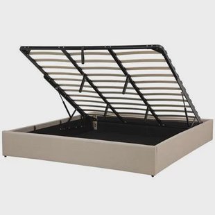 Beliani-DINAN-Tweepersoonsbed-Lichtbruin-180 x 200 cm-Polyester