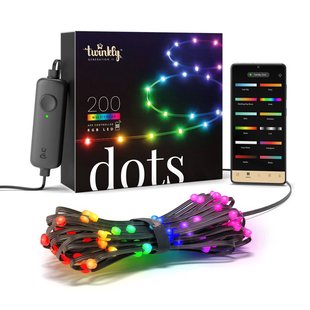 Twinkly Dots LED lichtketting RGB, zwart, IP44, 10m