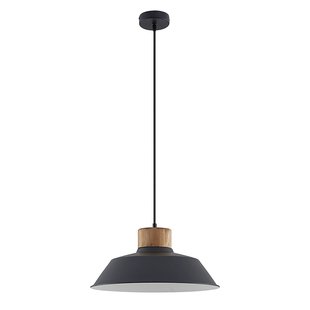 Lindby hanglamp Nefeli, Ø 42 cm, zwart, hout, metaal