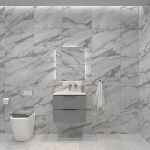 Badkamermeubelset Gliss Design Hera Mat Zwart 60cm 2 Laden Beton Grijs Mat (Keuze Wastafel)