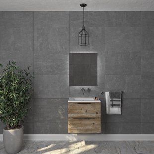 Badkamermeubelset Gliss Design Hera Mat Zwart 70cm 2 Laden Zwart Grenen (Keuze Wastafel)