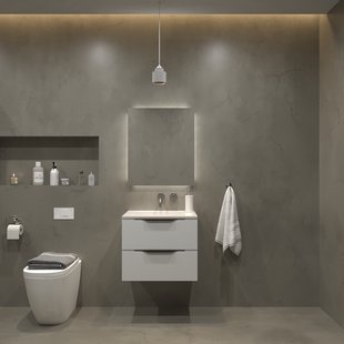 Badkamermeubelset Gliss Design Hera Mat Zwart 80cm 2 Laden Mat Wit (Keuze Wastafel)