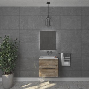 Badkamermeubelset Gliss Design Hera Mat Zwart 90cm 2 Laden Zwart Grenen (Keuze Wastafel)