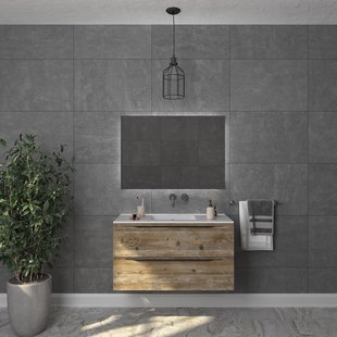 Badkamermeubelset Gliss Design Hera Mat Zwart 100cm 2 Laden Zwart Grenen (Keuze Wastafel)