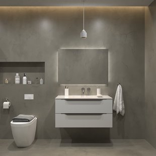 Badkamermeubelset Gliss Design Hera Mat Zwart 120cm 4 Laden Hoogglans Wit (Keuze Wastafel)