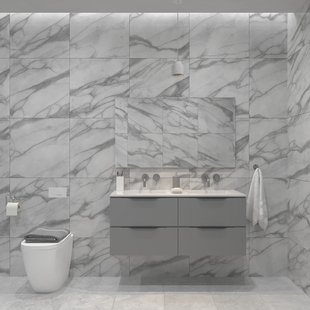 Badkamermeubelset Gliss Design Hera Mat Zwart 120cm 4 Laden Beton Grijs Mat (Keuze Wastafel)