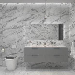 Badkamermeubelset Gliss Design Hera Mat Zwart 140cm 4 Laden Beton Grijs Mat (Keuze Wastafel)