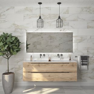 Badkamermeubelset Gliss Design Hera Mat Zwart 160cm 4 Laden Moeras Eiken (Keuze Wastafel)