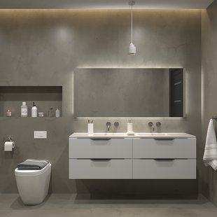 Badkamermeubelset Gliss Design Hera Mat Zwart 160cm 4 Laden Hoogglans Wit (Keuze Wastafel)