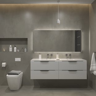 Badkamermeubelset Gliss Design Hera Mat Zwart 200cm 4 Laden Mat Wit (Keuze Wastafel)