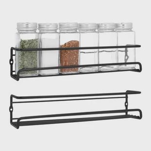 QUVIO Kruiden plank set van 2 - Metaal - Zwart