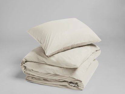 Yumeko Dekbedovertrek percal white sand 140x220 + 1/60x70 100% biologisch en fairtrade katoen, percal geweven