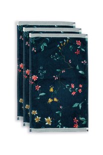 Pip Studio Gastendoek Set/3 Les Fleurs Donkerblauw 30x50 cm