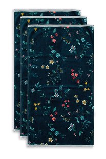 Pip Studio Badhanddoek Set/3 Les Fleurs Donkerblauw 55x100 cm