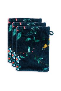 Pip Studio Washandje Set/3 Les Fleurs Donkerblauw 16x22 cm Pip Studio Washandje Set/3 Les Fleurs Donkerblauw 16x22 cm