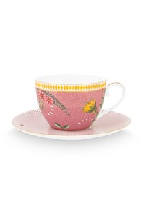 Pip Studio La Majorelle Cappuccino Kop & Schotel Roze Pip Studio La Majorelle Cappuccino Kop & Schotel Roze