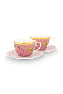 Pip Studio La Majorelle Set/2 Cappuccino Kop & Schotel Roze