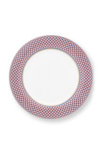 Pip Studio Flower Festival Dinerbord Rood/Lichtblauw 26.5cm