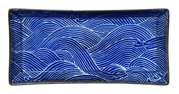 Japans porseleinen bord - Seigaiha - 23 x 11.5 x 2.3cm