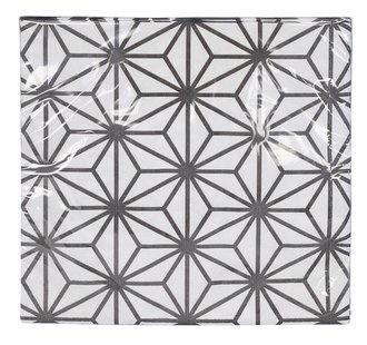 Zwart/Witte Servetten Golven Patroon - Nippon Black - 20 stuks - 33x33cm