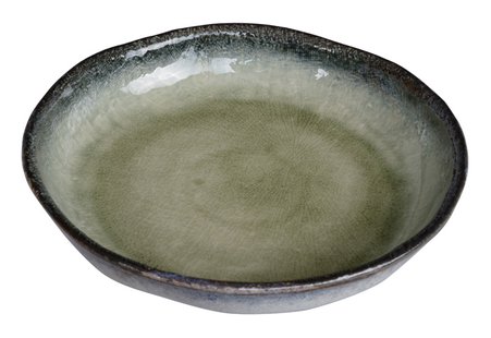 Handgemaakte groene Yamasaku kom - Porselein - 21.5 x 4cm