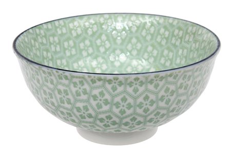 Keramieken Kom - Mixed Bowls - Groene Bloemenpatroon - 250ml - 11.3 x 5.2 cm