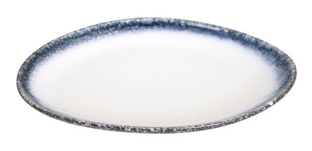 Ovaal Porseleinen Bord - Tajimi - Grijs/Wit Marmer Effect - 26.7 x 19 x 3cm